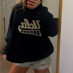 Russell Athletic Navy Crewneck with Cream Bruins Script